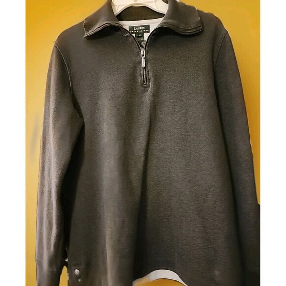 Lauren By Ralph Lauren Sweater Medium Gray 1/4 Zip Pullover Casual Preppy CR50 - Picture 1 of 5